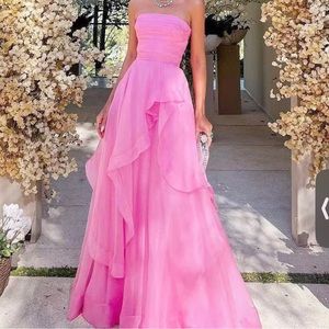 pink flowy corset princess prom dress!